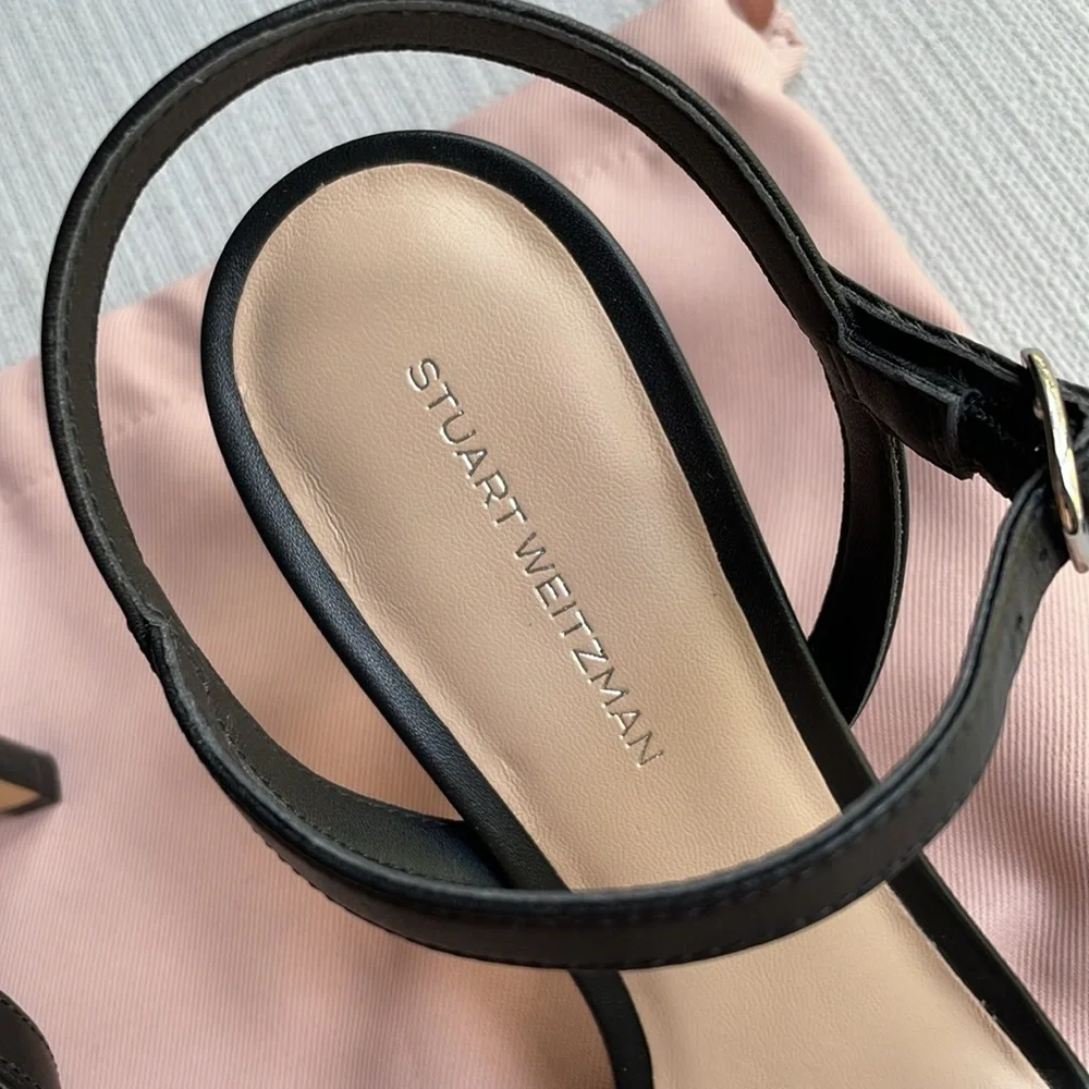 Stuart Weitzman dancer Sandals - black with Pearl Accents - size 8